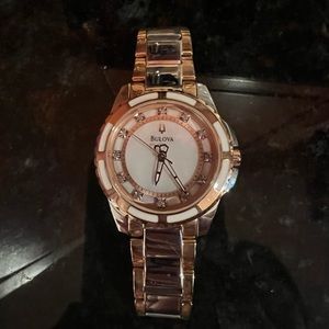 Bulova watch with rose gold detail